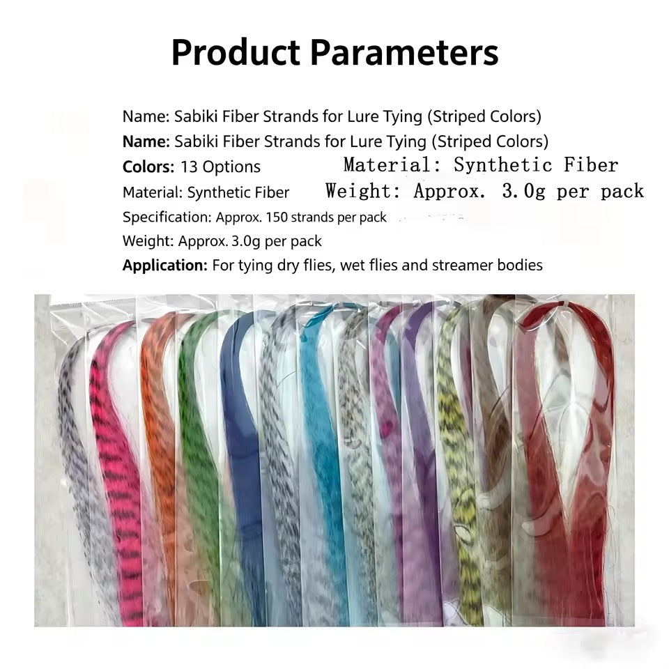 13 Colors Individual Pack Zebra Grizzly Synthetic Hair Fiber Fly Tying Material