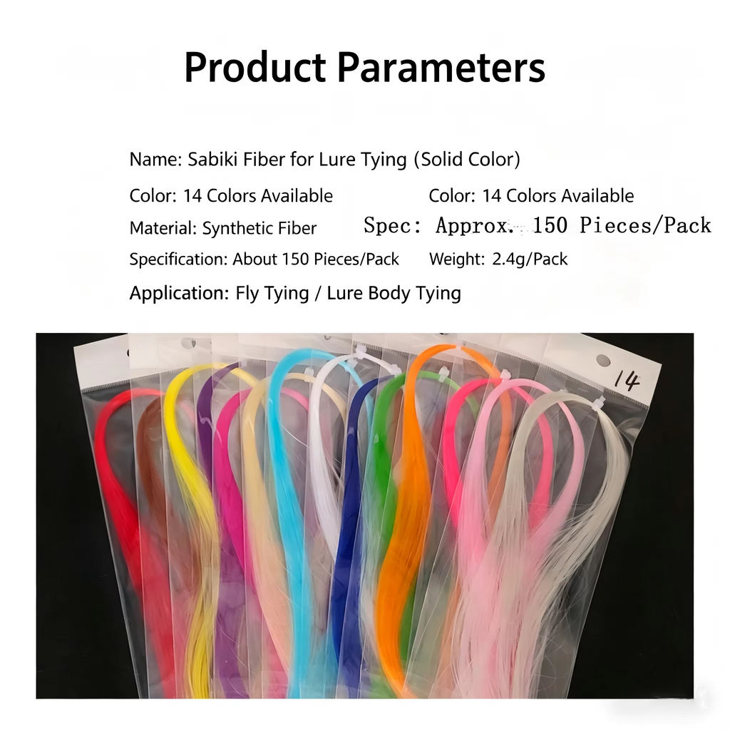 14 Colors Solid Sabiki Fiber Strands Synthetic Fly Tying Material