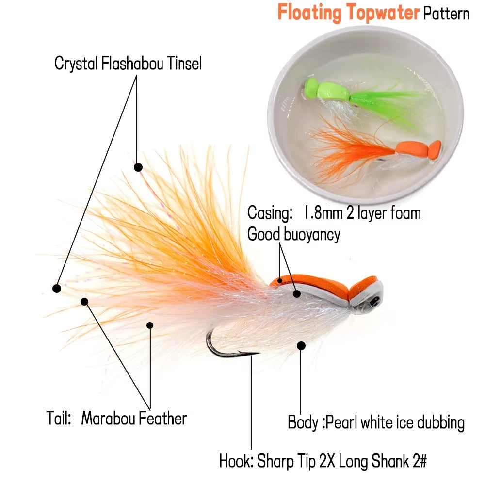Floating Foam Popper Flies