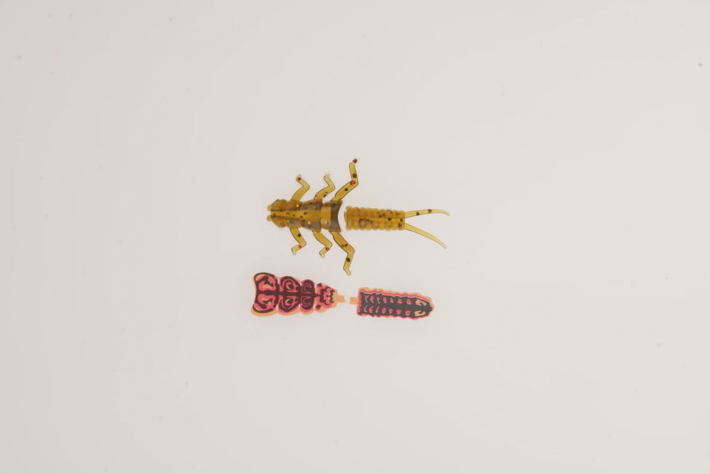 Light brown and dark realistic stonefly nymph body components