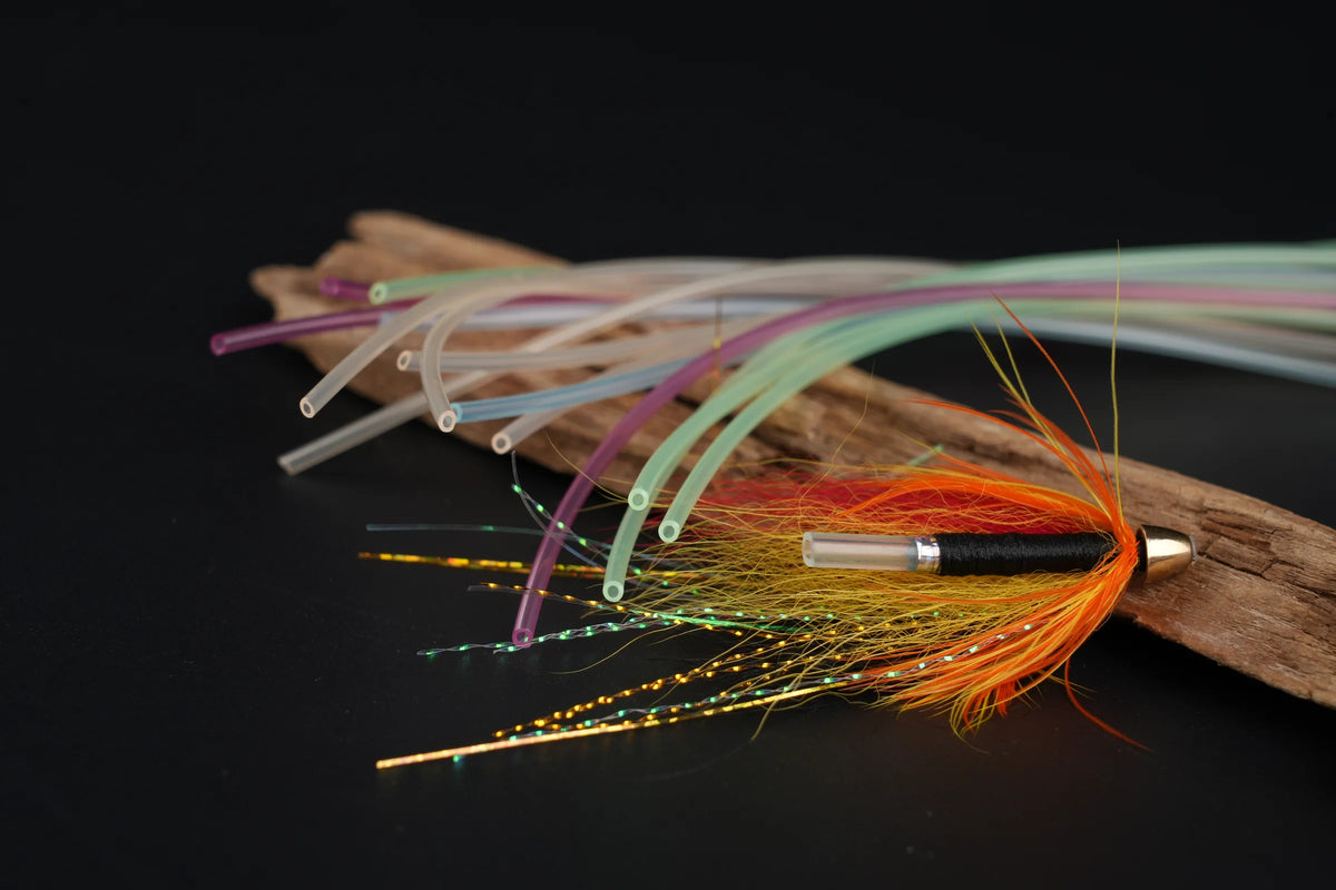 Tube fly material application example with colored tubes
