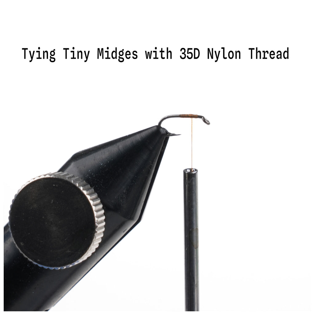 Tying a tiny midge with 35D flat nylon fly tying thread