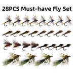 Wifreo Fly Fishing Flies Assortment with Waterproof Fly Box, 28/40/64/92/120pcs Dry/Wet/Nymph/Streamer Flies, Trout/Bass/Panfish/Salmon Fishing Flies