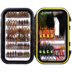 Wifreo Fly Fishing Flies Assortment with Waterproof Fly Box, 28/40/64/92/120pcs Dry/Wet/Nymph/Streamer Flies, Trout/Bass/Panfish/Salmon Fishing Flies