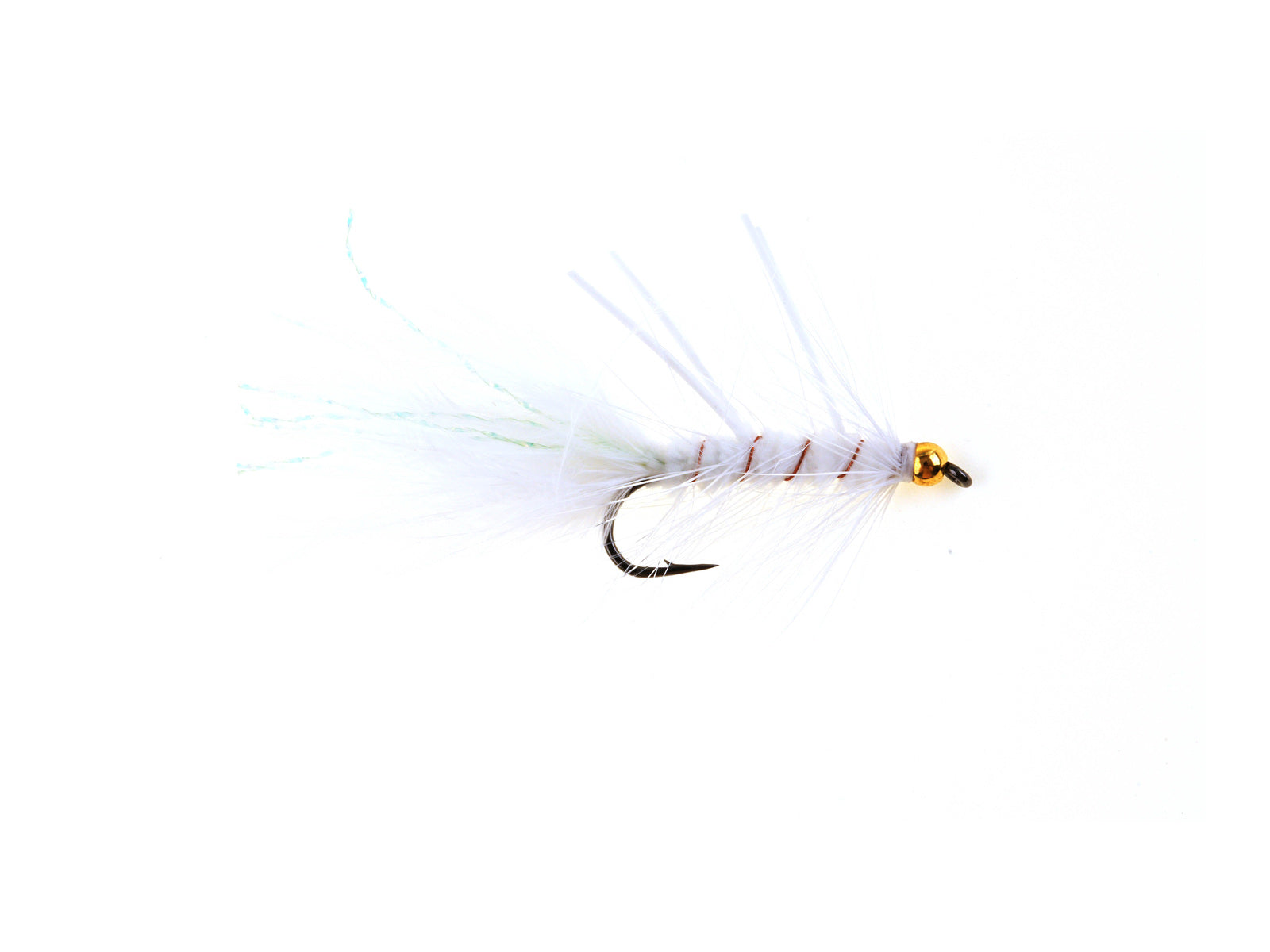Product photo of the White Sili-Leg Woolly Bugger Streamer – Brass Bead, WIFREO style WY268