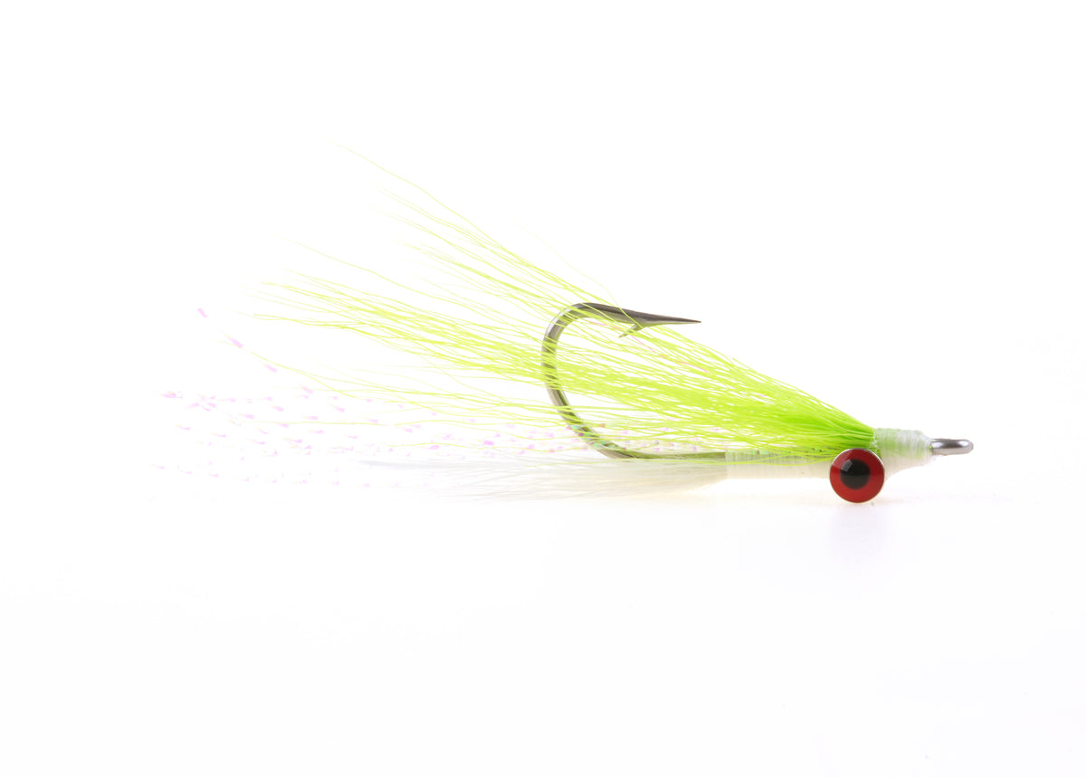 Product photo of the Chartreuse Clouser Minnow with brass weighted eyes, WIFREO style WY302B