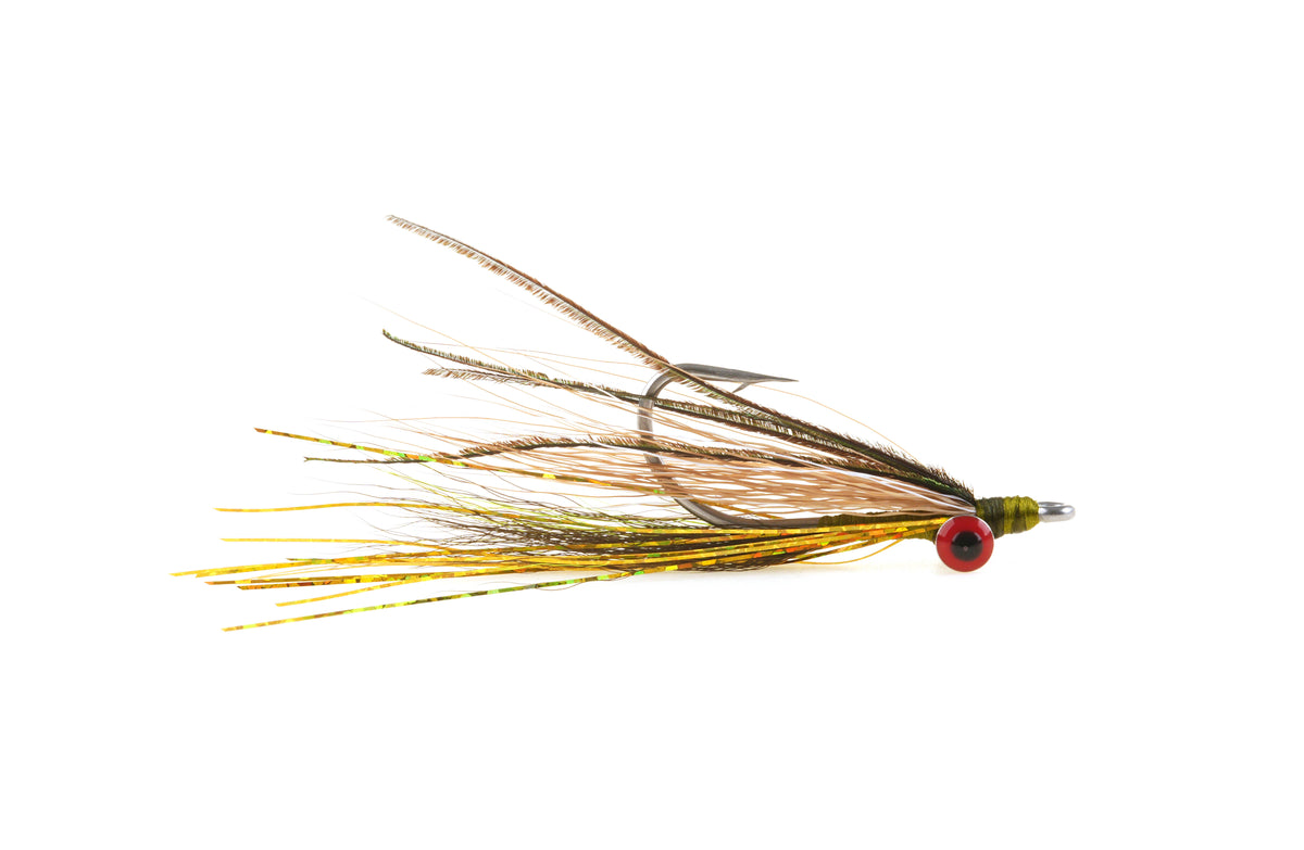 Product photo of the Brown Peacock Clouser Minnow with brass weighted eyes, WIFREO style WY302F