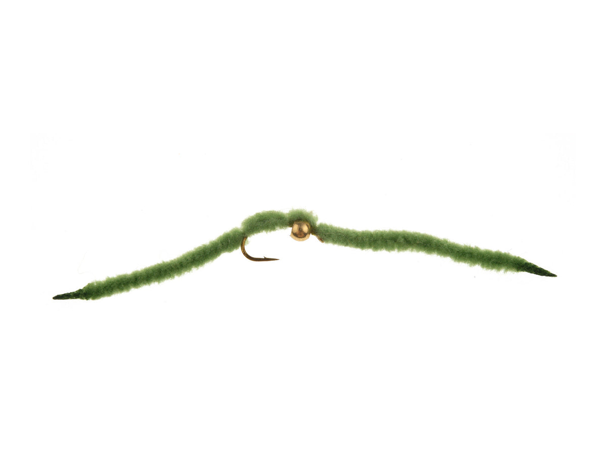 Product photo of the Green Brass Bead San Juan Worm, WIFREO style WY565C