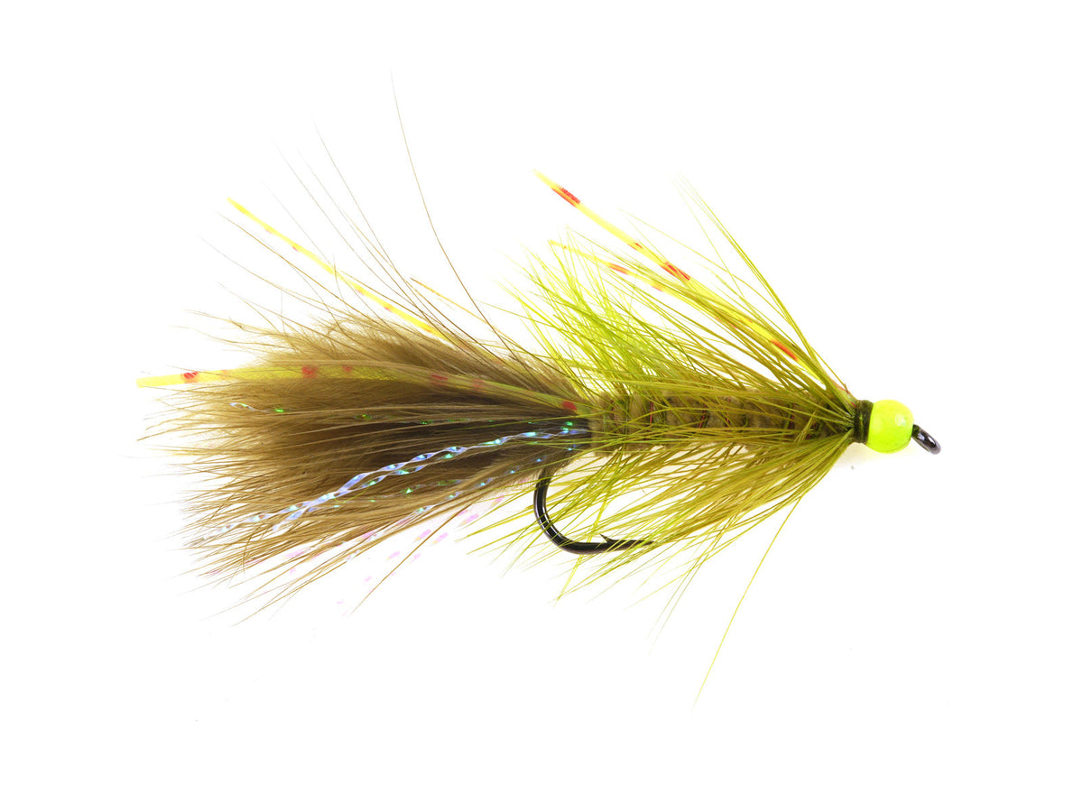 Product photo of the Olive Sili-Leg Woolly Bugger Streamer – Brass Bead, WIFREO style WY974B