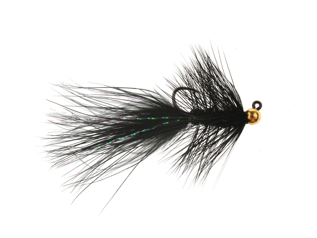 Product photo of the Black Jig Woolly Bug Streamer – Tungsten Bead, WIFREO style XY113B