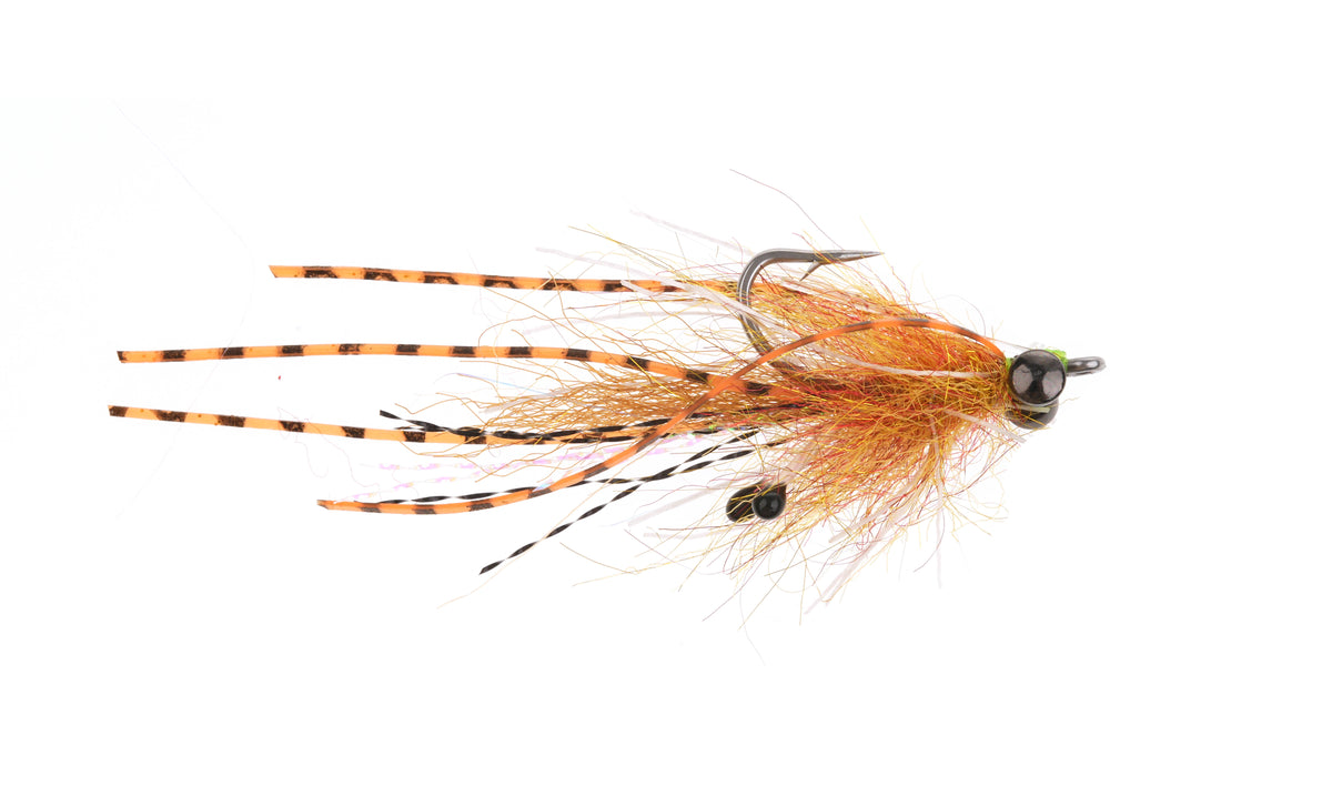 Product photo of the Orange Mantis Shrimp with brass weighted eyes, WIFREO style XY132A