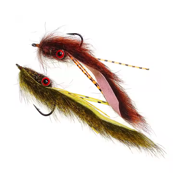 #4 #6 Brass Dumbbell Eyes Long Tail Squirrel Strip Zonker Bait for Bass and Pike