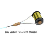 Loading fly tying thread into a bobbin holder with a threader