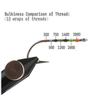 Fly tying thread denier bulk comparison from 35D to 280D
