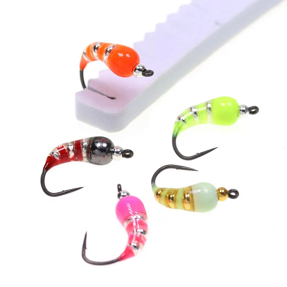 Brass Bead Head Epoxy Nymph Ice Fishing Scud Bug Worm Fly Caddis Larvae Insect Baits