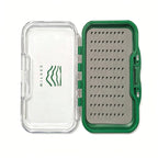 WIFREO 90-slot fly box open, showing the clear lid and slotted insert