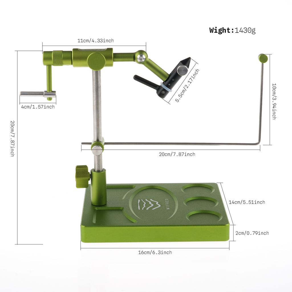 WIFREO W10102 aluminum fly tying vise dimensions and weight